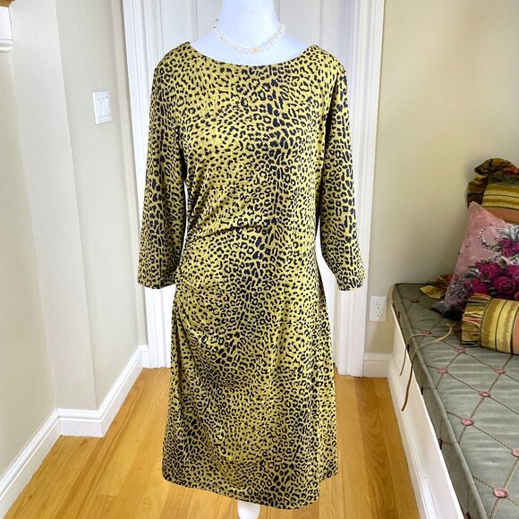 J. McLaughlin Dress Jersey Knit Leopard Print (L) - Picture 1 of 8